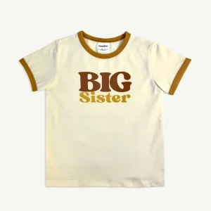 Banabae Big Sister Organic Cotton Ringer Tee - Mustard-Kids Sibling Tees | Apparel
