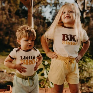 Banabae Big Sister Organic Cotton Ringer Tee - Brown-Kids Sibling Tees | Apparel