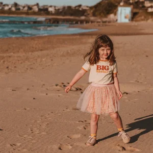Banabae Big Sister Organic Cotton Ringer Tee - Mustard-Kids Sibling Tees | Apparel