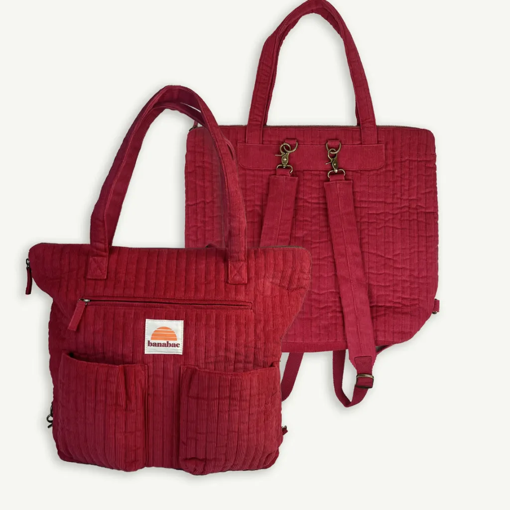 corduroy_quilted_converti_0.webp Banabae Corduroy Quilted Convertible Backpack - Cherry-Women Bags