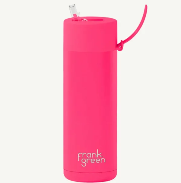 Banabae Frank Green 20oz Ceramic Reusable Bottle with Straw Lid - Neon Pink-Kids Back To Kindy