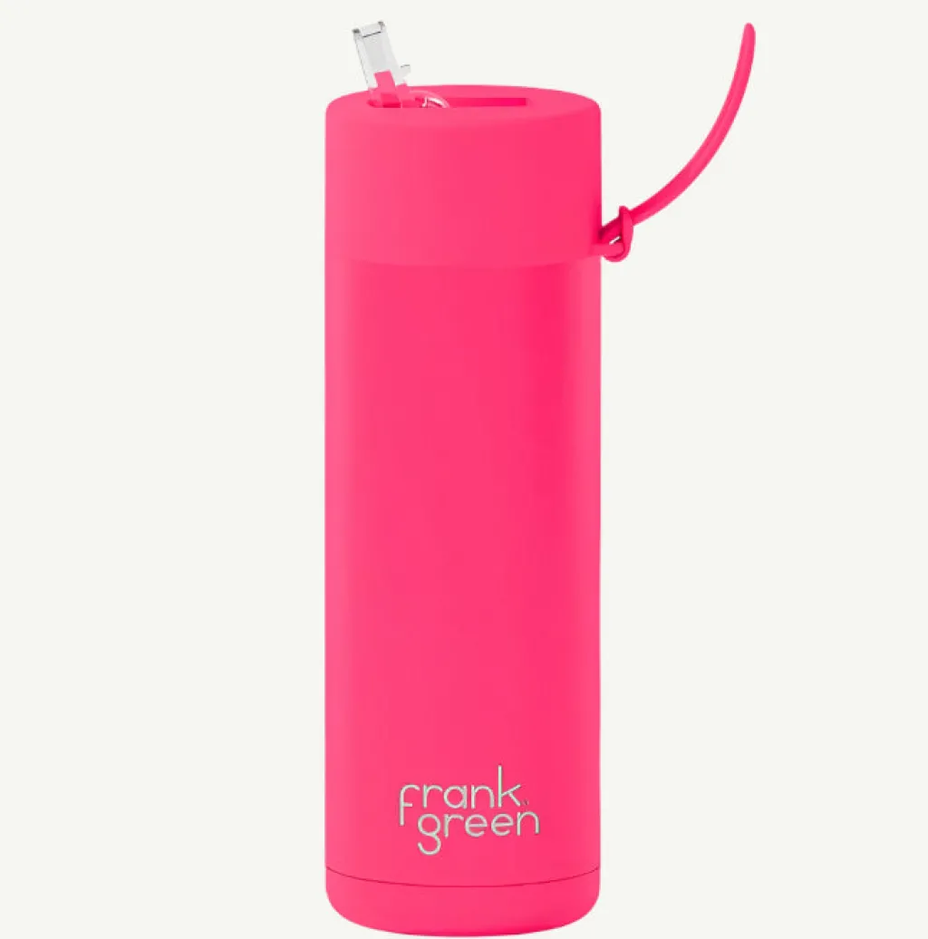 frank_green_oz_ceramic_re_0-1.webp Banabae Frank Green 20oz Ceramic Reusable Bottle with Straw Lid - Neon Pink-Kids Back To Kindy