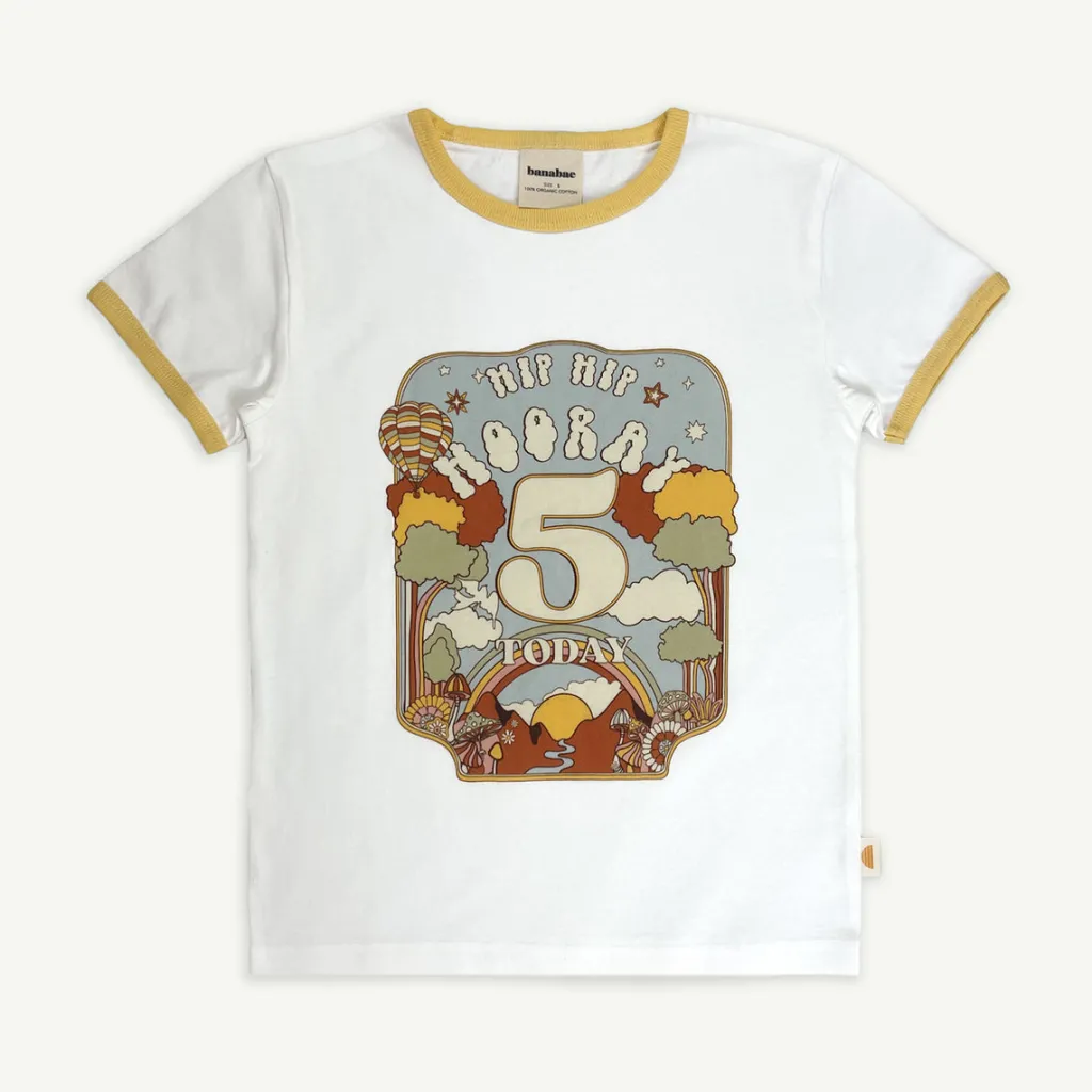 hip_hip_hooray_birthday_r_0-4.webp Banabae Hip Hip Hooray Birthday Ringer Tee - 5 Year Old-Kids The Birthday Collection