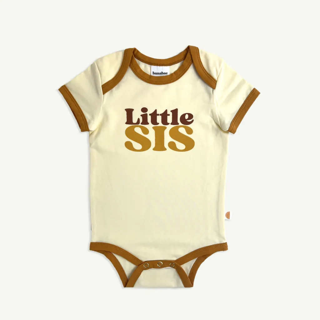little_sis_organic_cotton_0.webp Banabae Little Sis Organic Cotton Onesie - Mustard-Kids Sibling Tees | Apparel