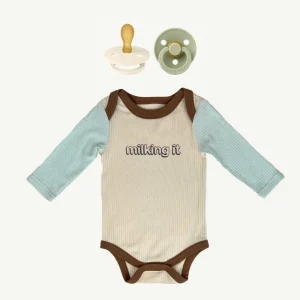 Banabae Milking It Onesie and Bibs Pacifier Bundle- Baby Shower Bundles | Apparel