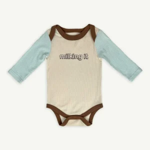 Banabae Milking It Organic Cotton Long Sleeve Onesie- Apparel | Early Riser