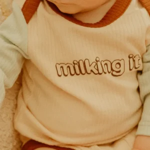 Banabae Milking It Organic Cotton Long Sleeve Onesie- Apparel | Early Riser