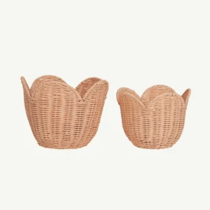 Banabae Olli Ella Rattan Lily Basket Set - Seashell Pink-Kids The Birthday Collection | Early Riser
