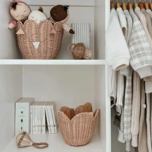 Banabae Olli Ella Rattan Lily Basket Set - Seashell Pink-Kids The Birthday Collection | Early Riser