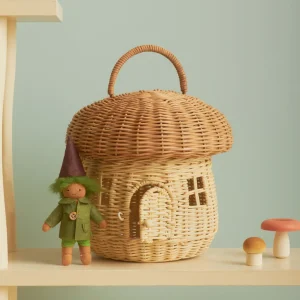 Banabae Olli Ella Rattan Mushroom Basket - Natural-Kids The Birthday Collection | Early Riser
