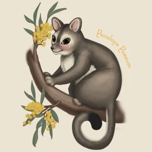 Banabae Penelope Possum Digital Art Download- Nursery Art