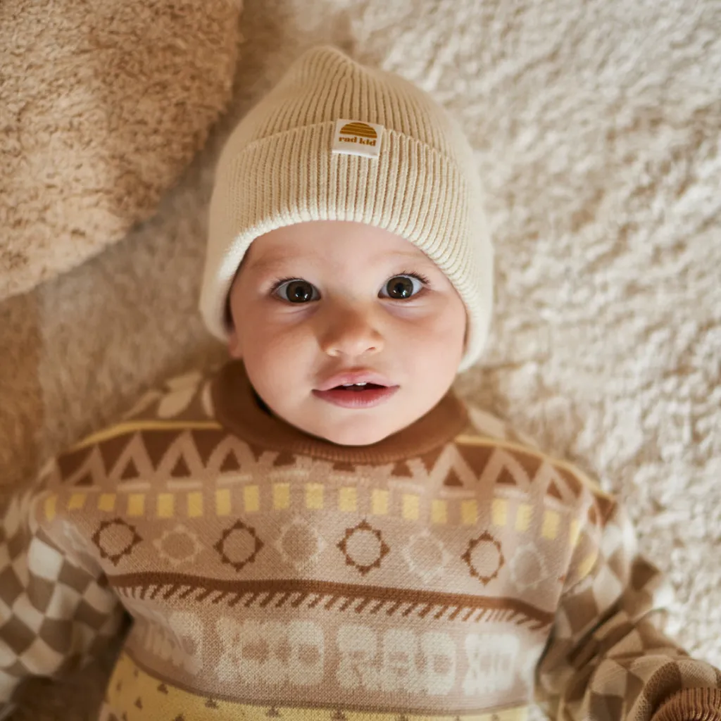 rad_kid_organic_cotton_be_2.webp Banabae Rad Kid Organic Cotton Beanie and Sock Bundle - Ecru-Kids Back To Kindy | Socks