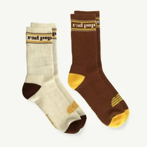 Banabae Rad Pop Crew Organic Cotton Sock Pack - Mens Natural and Brown- Socks