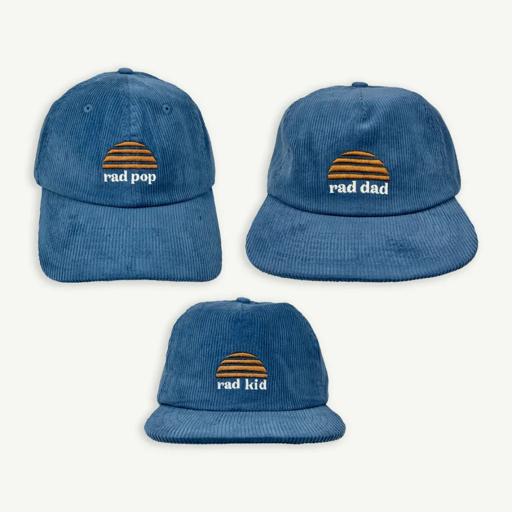 rad_pop_rad_dad_and_rad_k_0.webp Banabae Rad Pop, Rad Dad and Rad Kid Cord Caps Bundle - Denim Blue-Kids Hats, Caps And Beanies