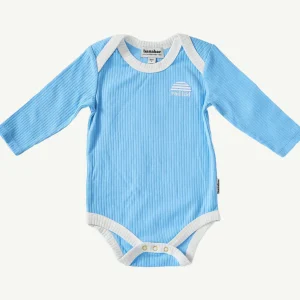 Banabae Sky Blue Ribbed Organic Cotton Long Sleeve Onesie- Apparel