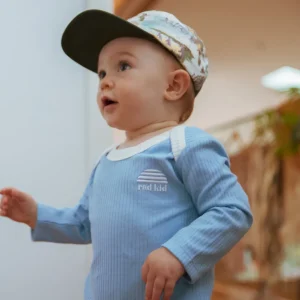 Banabae Sky Blue Ribbed Organic Cotton Long Sleeve Onesie- Apparel
