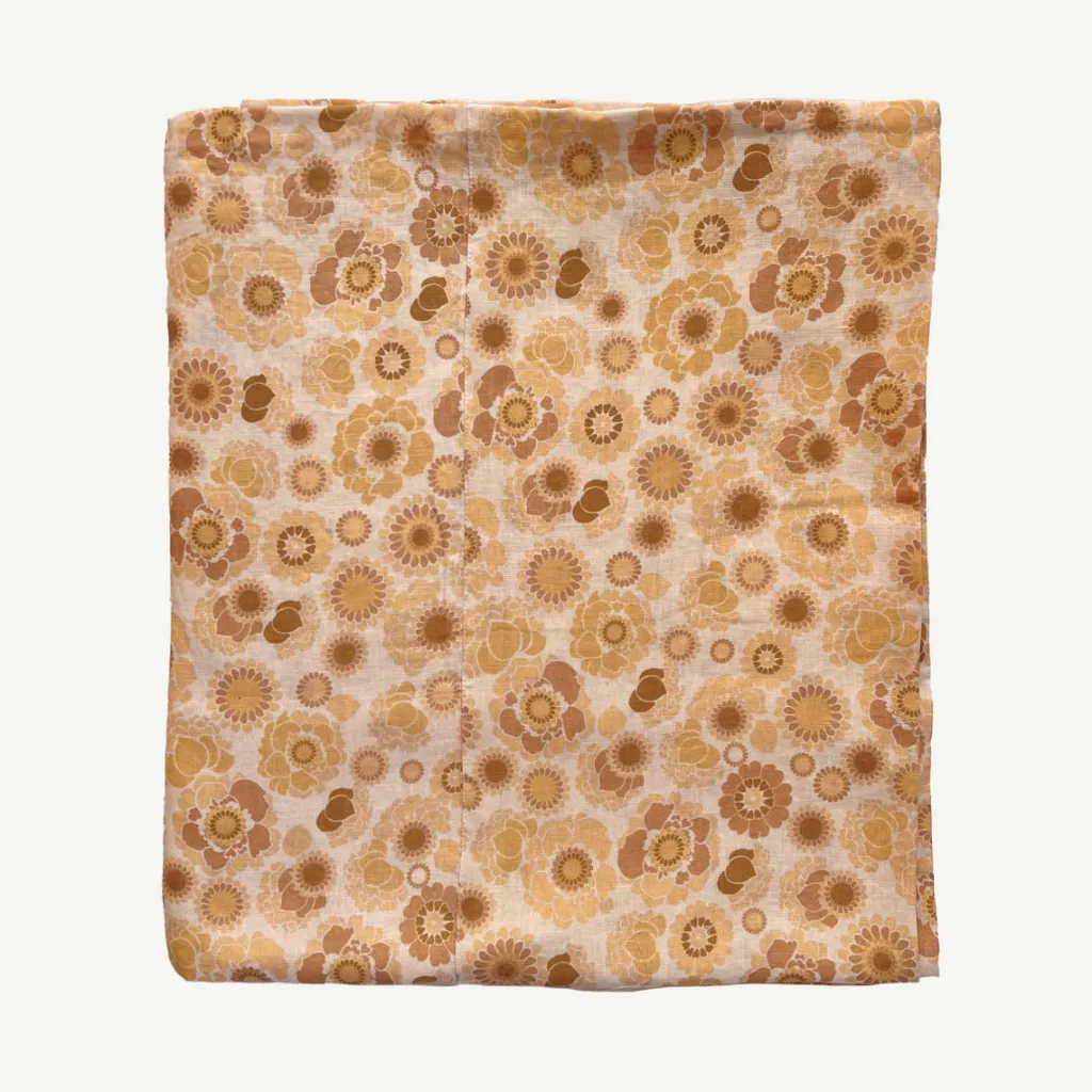 stencil_flora_flax_linen__0.webp Banabae Stencil Flora Flax Linen Flat Sheet-Kids Kid's Bedding | Kid's Bedding