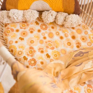 Banabae Stencil Floral Fitted Bassinet Sheet / Changing Pad Cover- Fitted Bassinet Sheets / Change Pad Cover