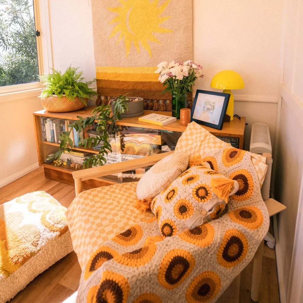 sunflowers_crochet_cushio_1.webp Banabae Sunflowers Crochet Cushion Cover-Kids Kid's Bedding | Kid's Bedding