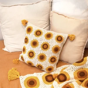 Banabae Sunflowers Crochet Cushion Cover-Kids Kid's Bedding | Kid's Bedding