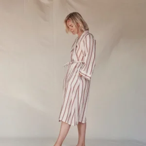 Banabae Variegated Stripe 100% Linen Robe-Women Apparel