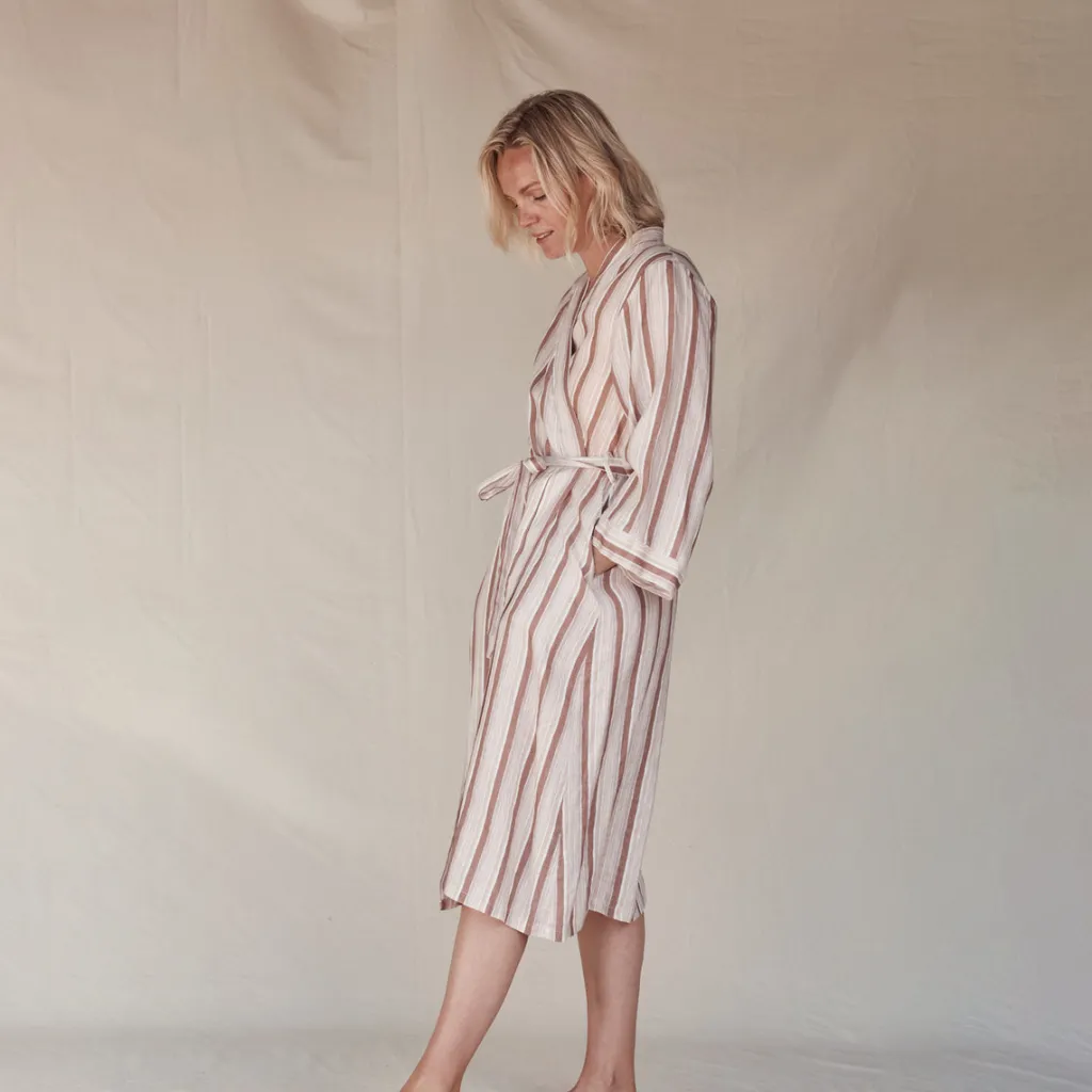 variegated_stripe__linen__0.webp Banabae Variegated Stripe 100% Linen Robe-Women Apparel